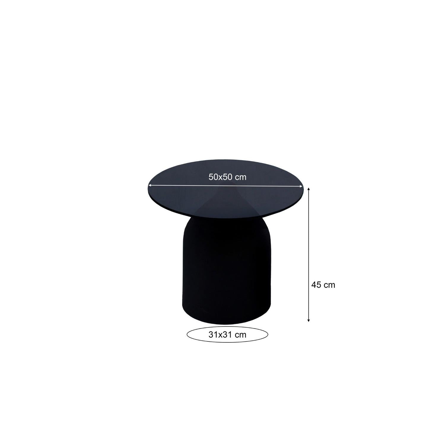 Beistelltisch Isa mit Glasplatte Ø50cm - Schwarz-Beistelltische-Livingfurn-le canapé
