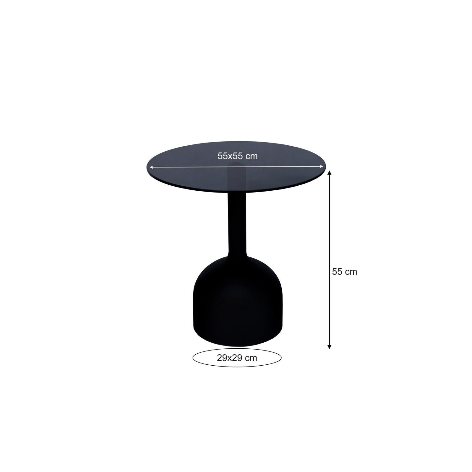 Beistelltisch Isa mit Glasplatte Ø55cm - Schwarz-Beistelltische-Livingfurn-le canapé