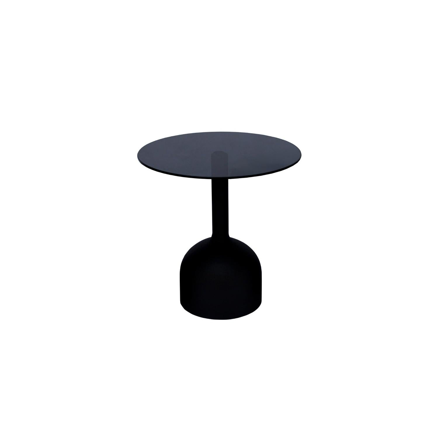 Beistelltisch Isa mit Glasplatte Ø55cm - Schwarz-Beistelltische-Livingfurn-le canapé