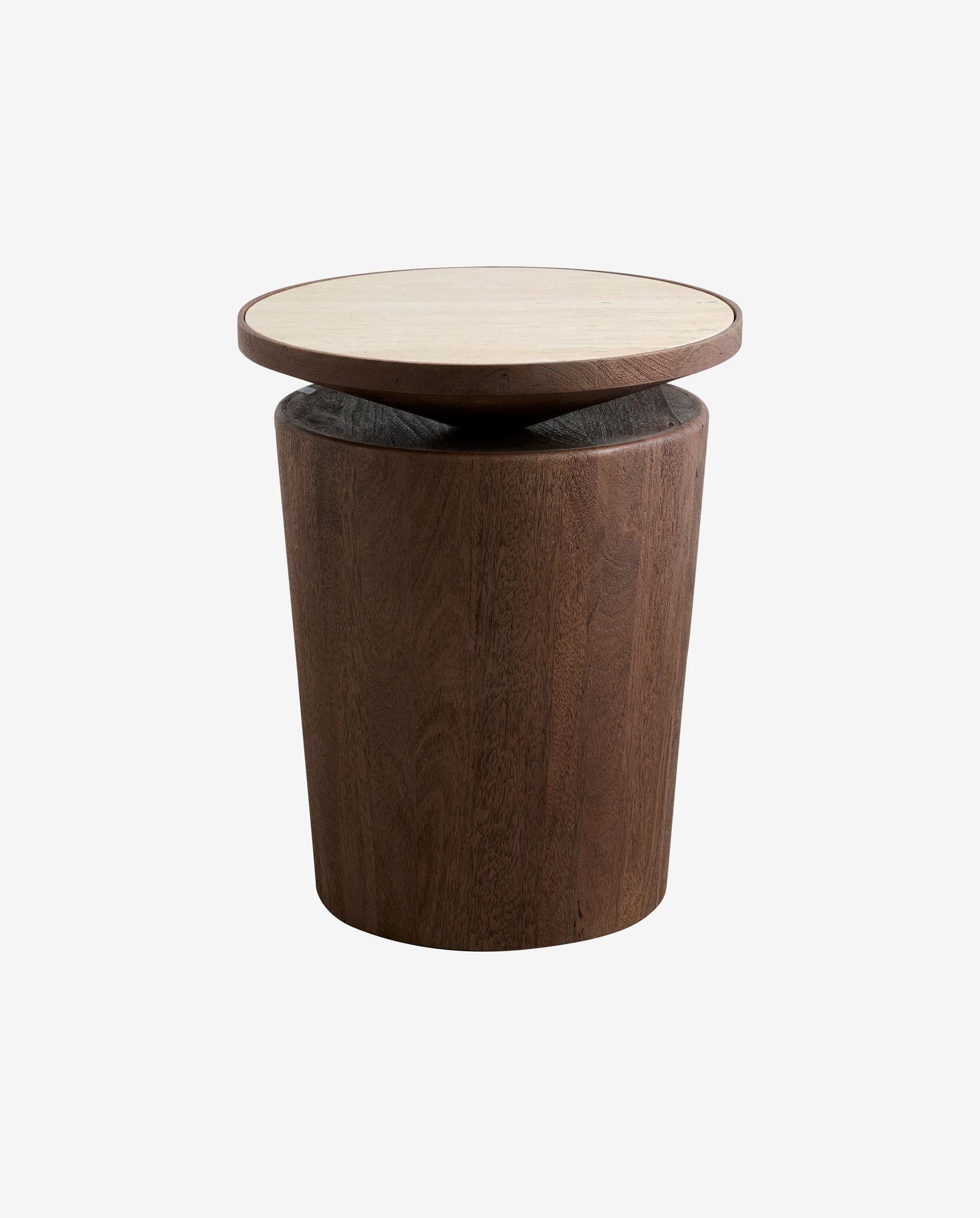 Beistelltisch KWANDO aus Mangoholz mit Travertine Ø41cm - Dunkelbraun-Beistelltische-Nordal A/S-le canapé