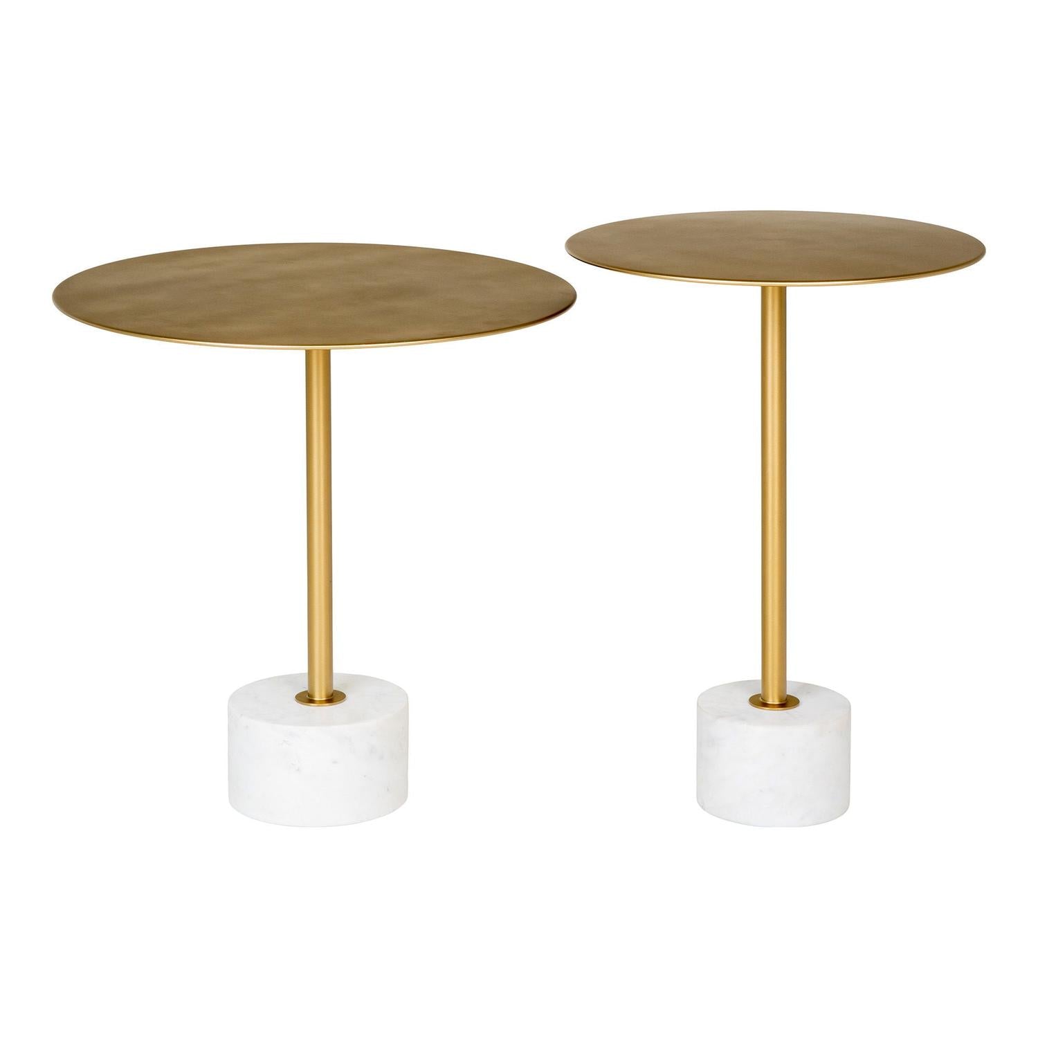 Beistelltisch Lecco Ø51cm - Gold/Weiß-Beistelltisch-House Nordic-le canapé