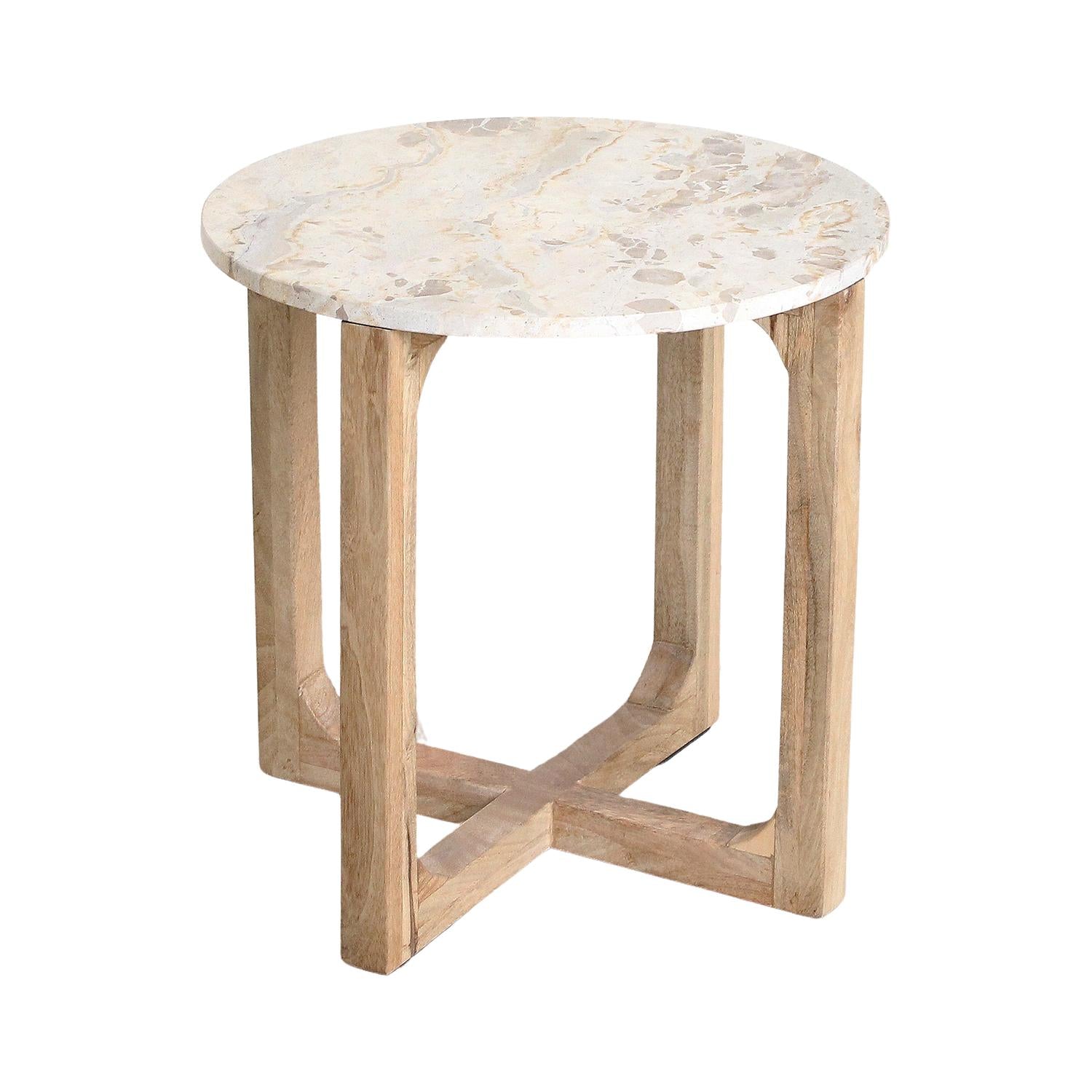 Beistelltisch Norda mit Marmorplatte Ø50cm - Cremeweiß-Beistelltische-Raw Materials-le canapé