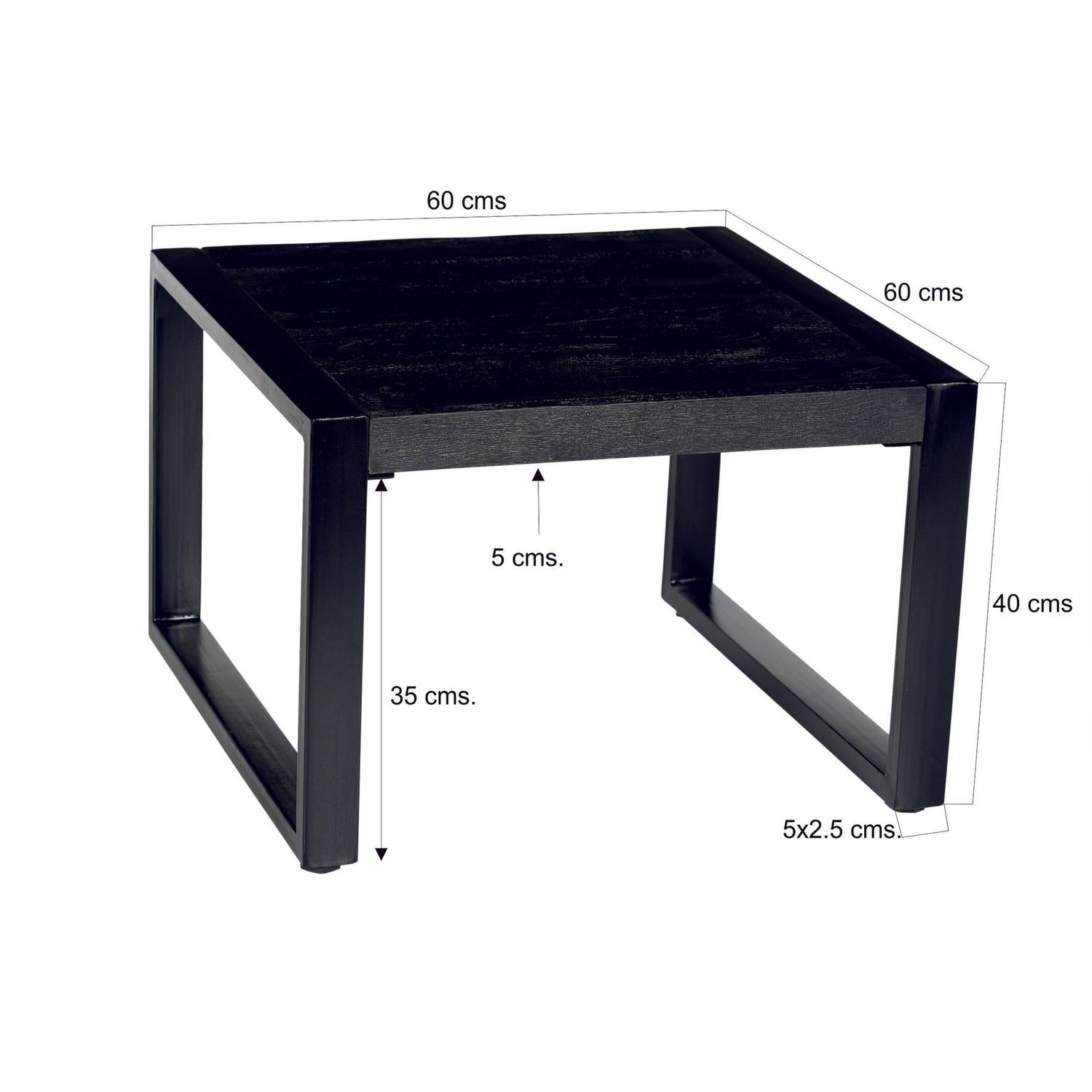 Beistelltisch Norris aus Mangoholz 60cm - Schwarz-Beistelltische-Livingfurn-le canapé