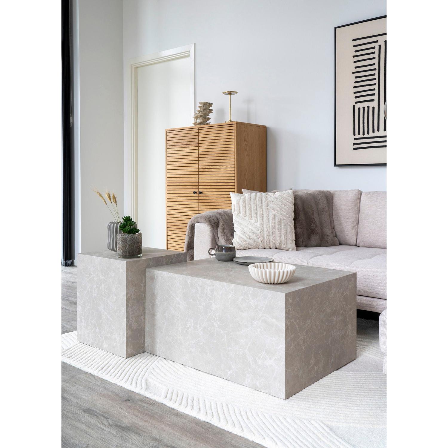 Beistelltisch Prag in Marmoroptik 40*40cm - Beige-Beistelltische-House Nordic-le canapé