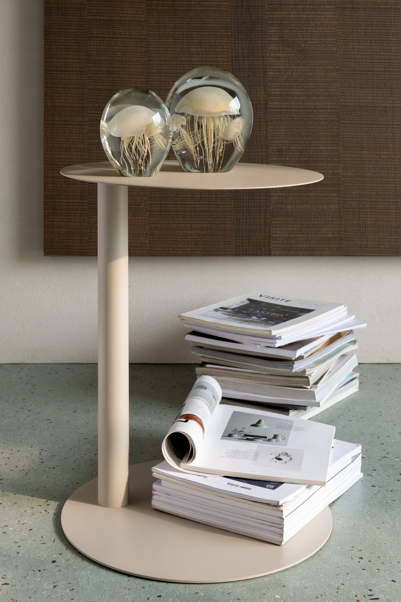 Beistelltisch Rund aus Metall - Beige-Beistelltische-J-Line-le canapé