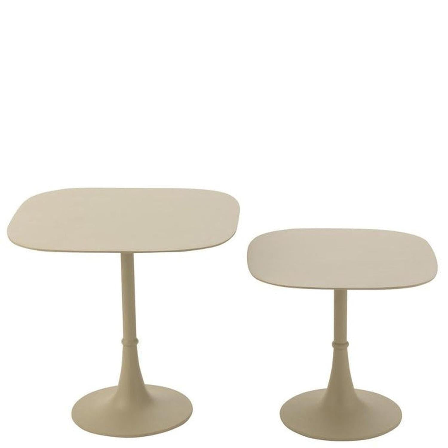 Beistelltisch-Set quadratisch aus Aluminium - Elfenbein-Beistelltische-J-Line-le canapé