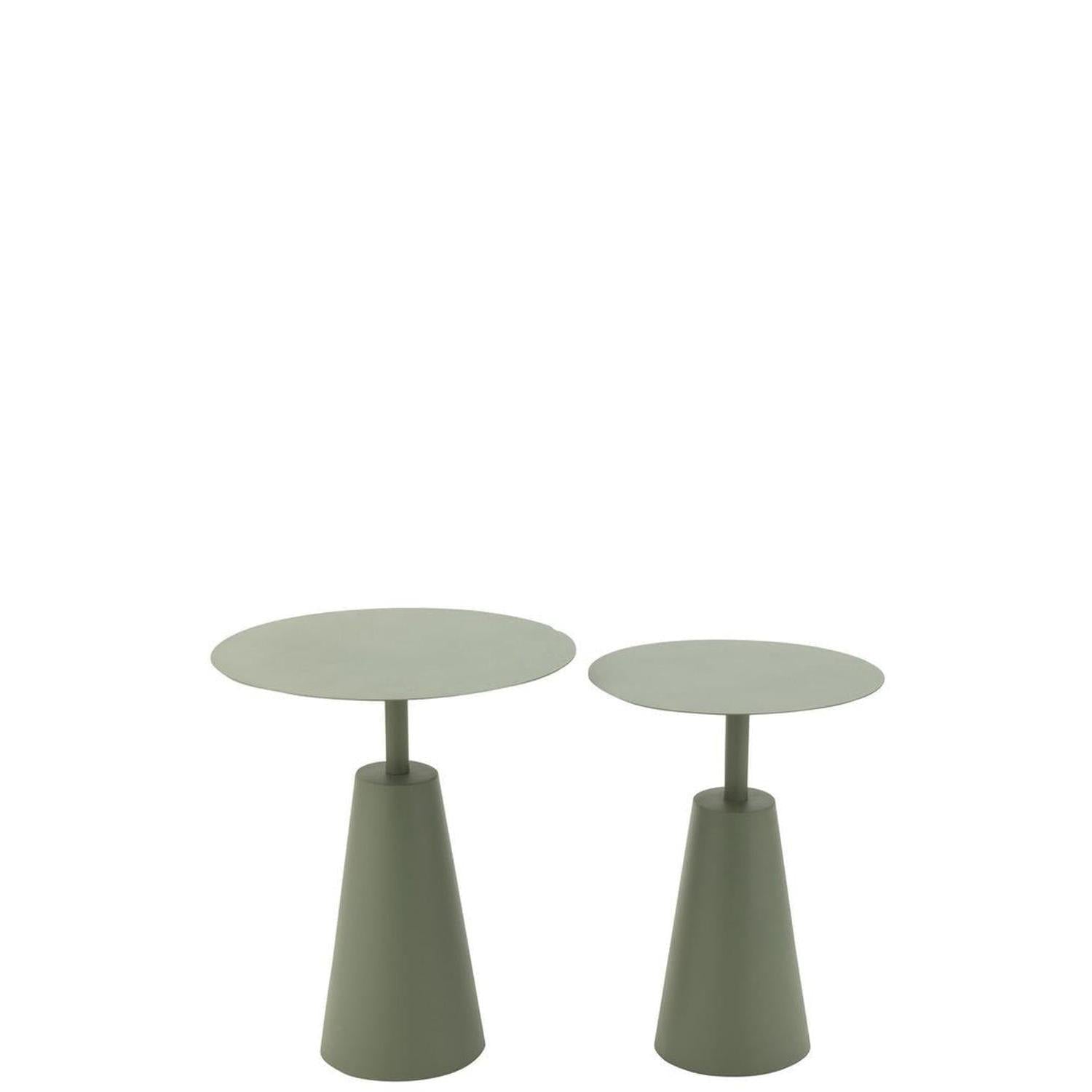 Beistelltisch-Set rund aus Eisen - Iron Green-Beistelltische-J-Line-le canapé
