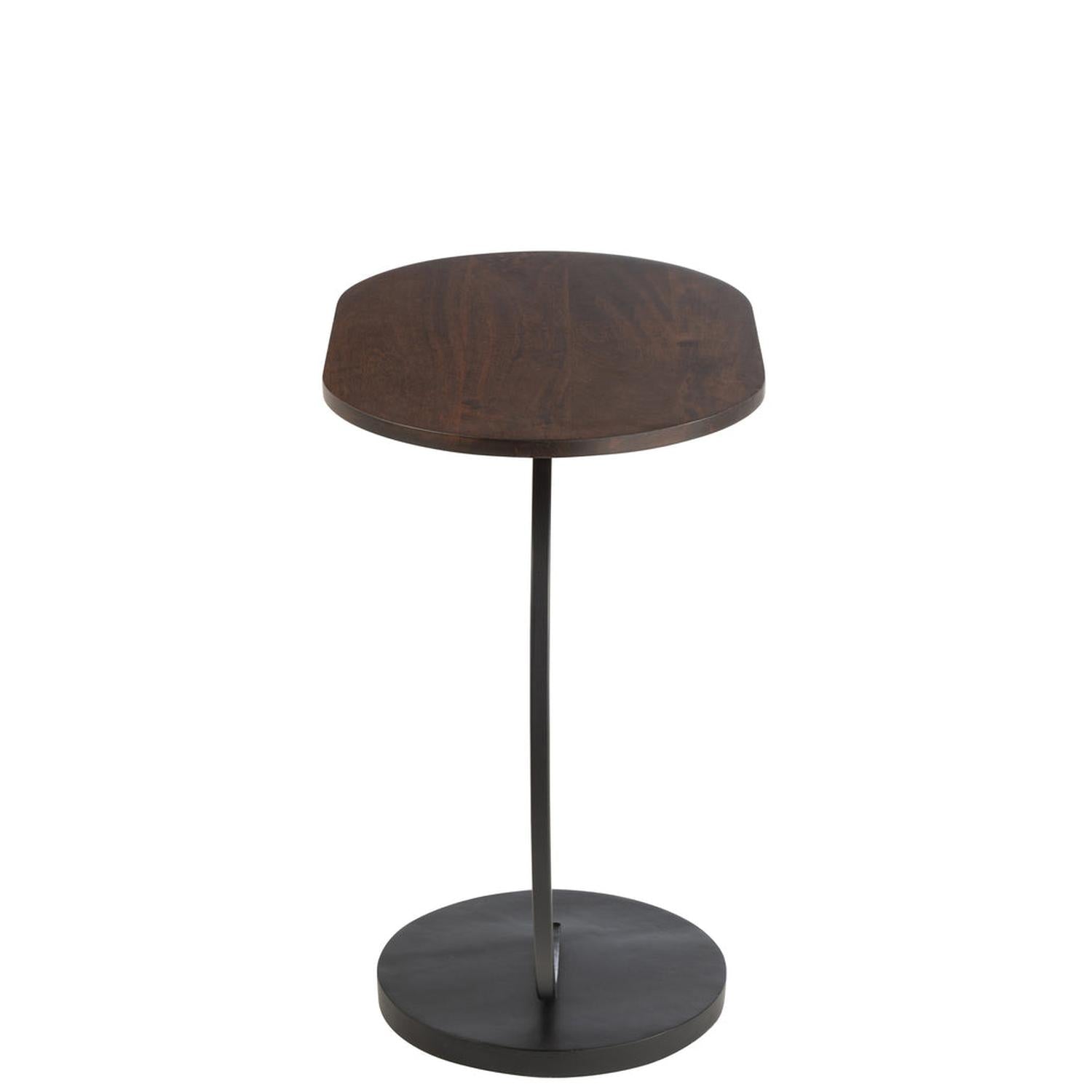 Beistelltisch Swoosh Oval aus Eisen und Mangoholz - Dunkelbraun-Beistelltische-J-Line-le canapé
