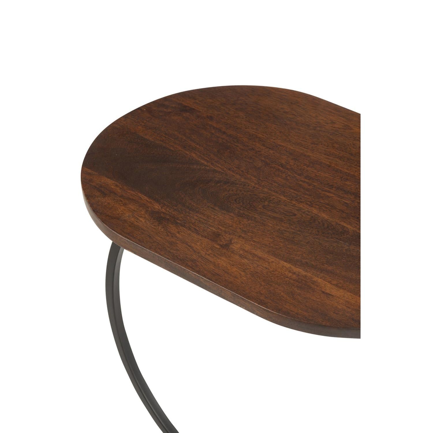 Beistelltisch Swoosh Oval aus Eisen und Mangoholz - Dunkelbraun-Beistelltische-J-Line-le canapé