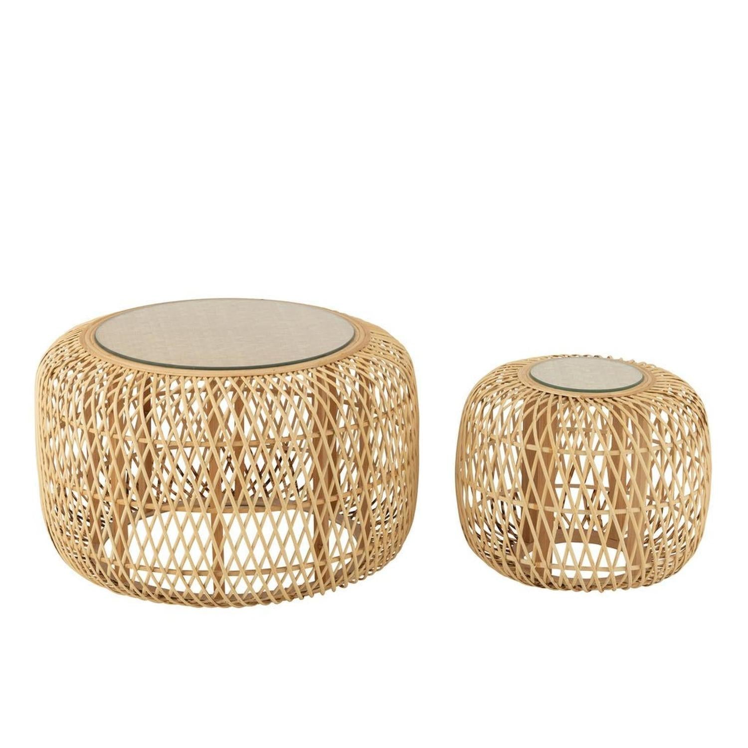 Beistelltische aus Bambus und Tannenholz, 2er-Set - Natur-Beistelltisch-J-Line-le canapé