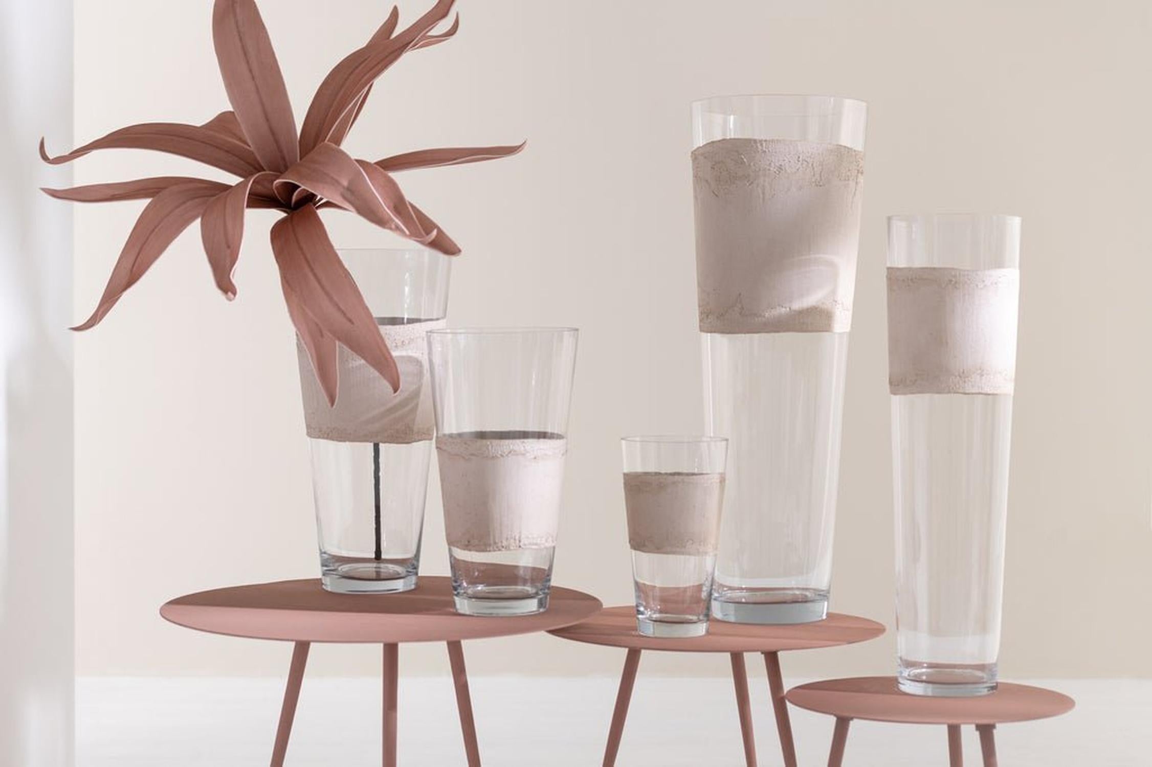 Beistelltische aus Eisen, 3er-Set - Altrosa-Beistelltisch-J-Line-le canapé