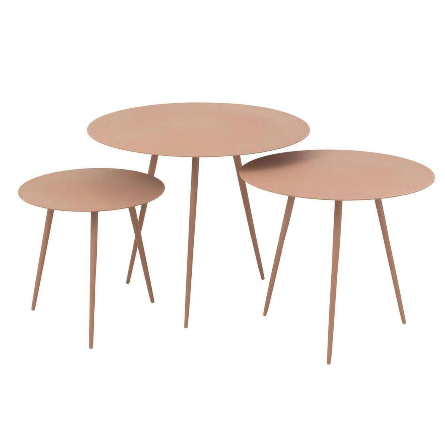Beistelltische aus Eisen, 3er-Set - Altrosa-Beistelltische-J-Line-le canapé