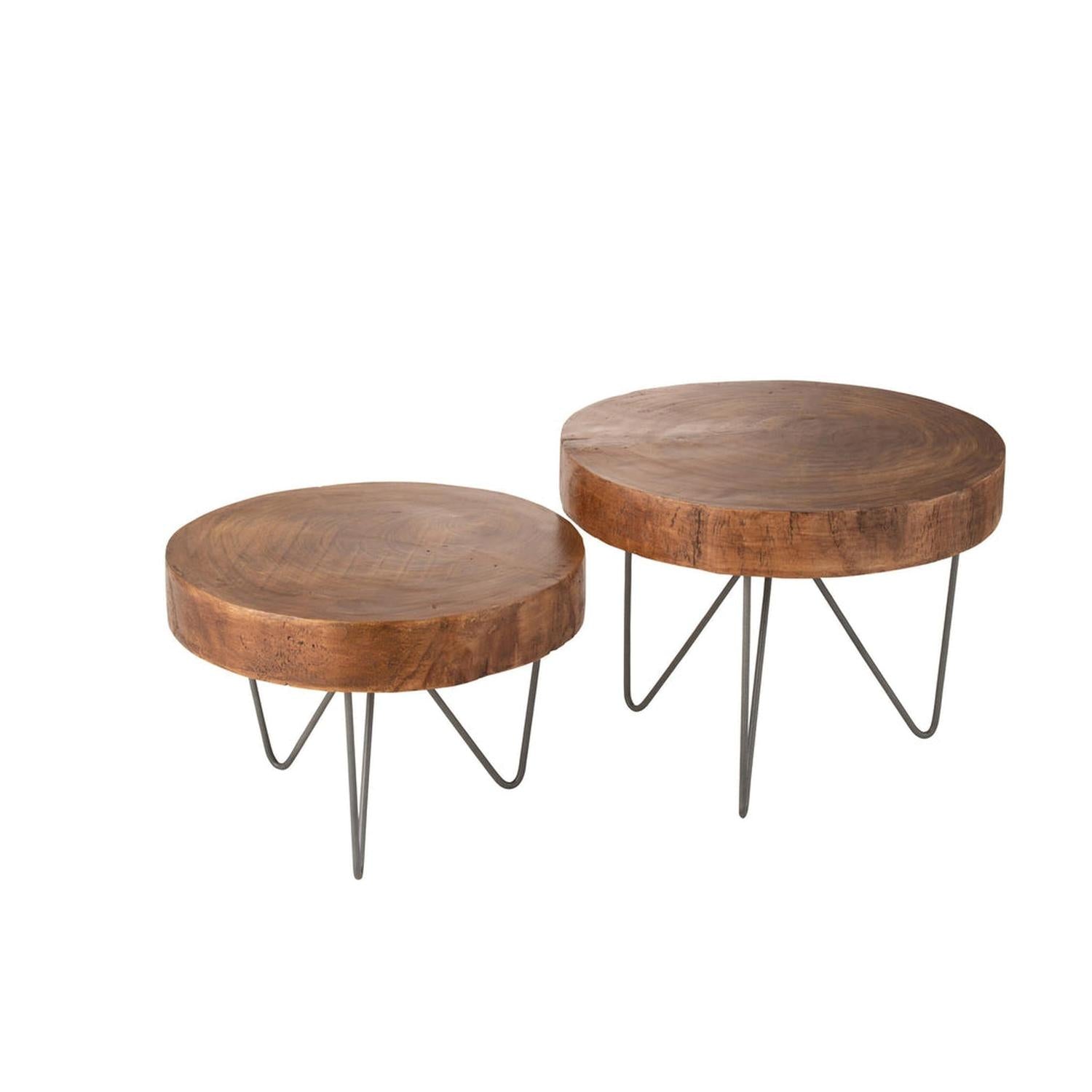 Beistelltische aus Paulowniaholz, 2er-Set - Braun-Beistelltisch-J-Line-le canapé