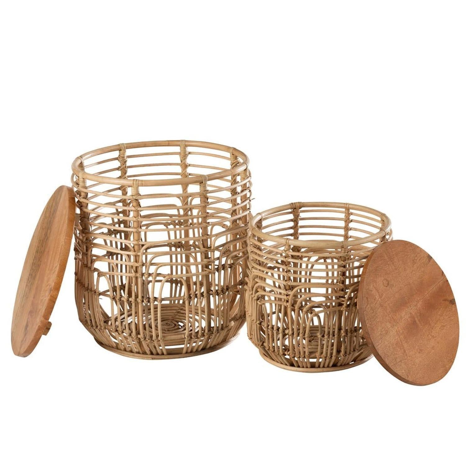 Beistelltische Ellen aus Rattan, 2er-Set - Natur-Beistelltisch-J-Line-le canapé