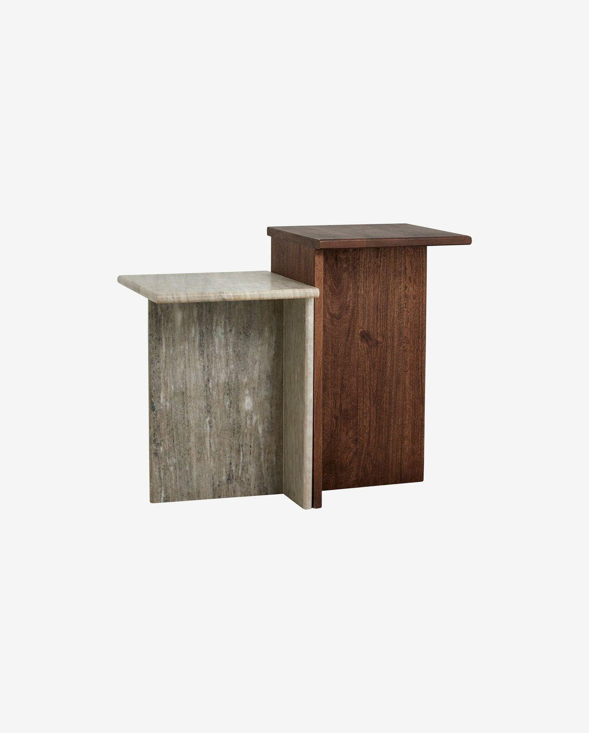 Beistelltische GLINA aus Marmor & Mangoholz - Grau/Dunkelbraun-Beistelltische-Nordal A/S-le canapé