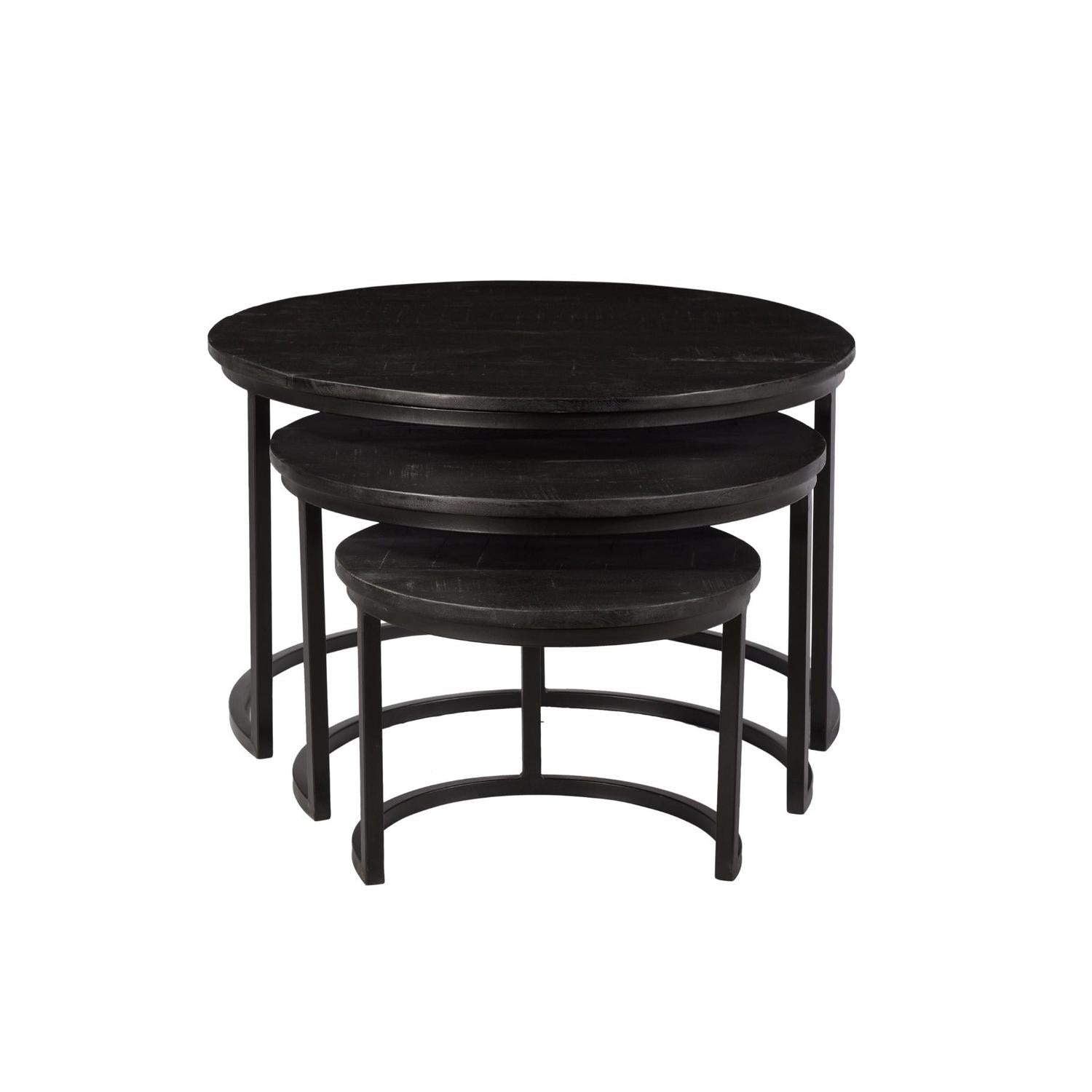 Beistelltische Jerrel, 3er-Set - Schwarz-Beistelltisch-Livingfurn-le canapé