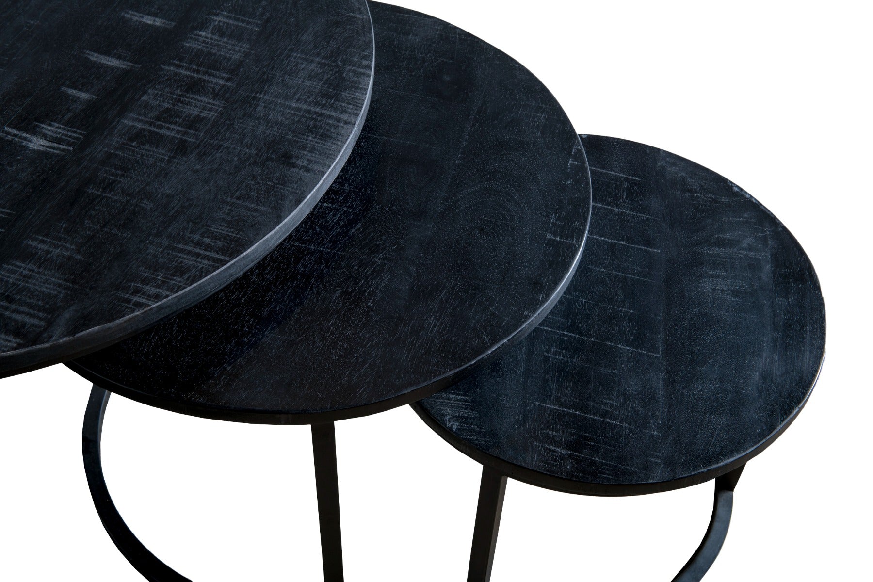 Beistelltische Jerrel, 3er-Set - Schwarz-Beistelltisch-Livingfurn-le canapé