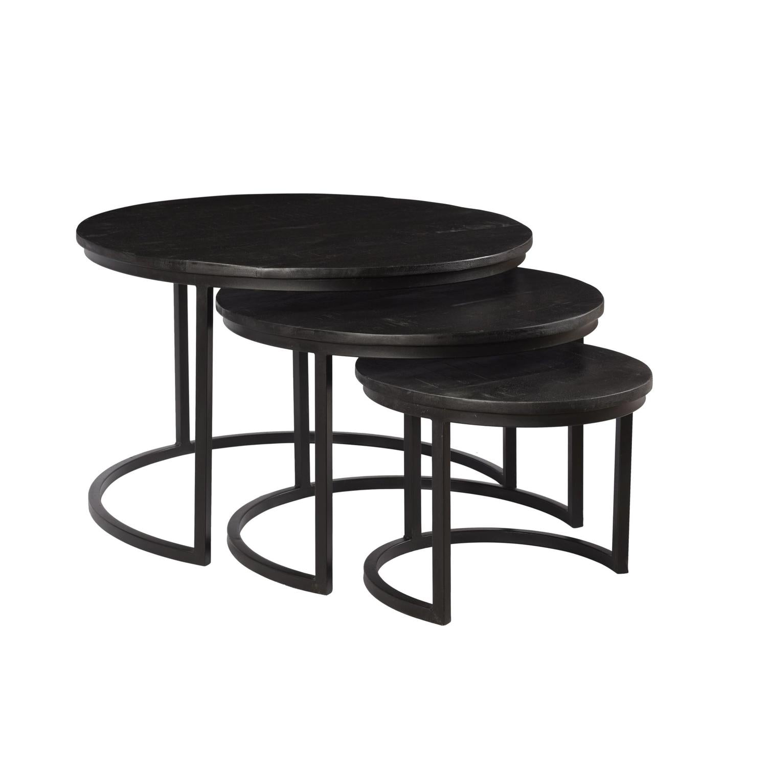 Beistelltische Jerrel, 3er-Set - Schwarz-Beistelltisch-Livingfurn-le canapé
