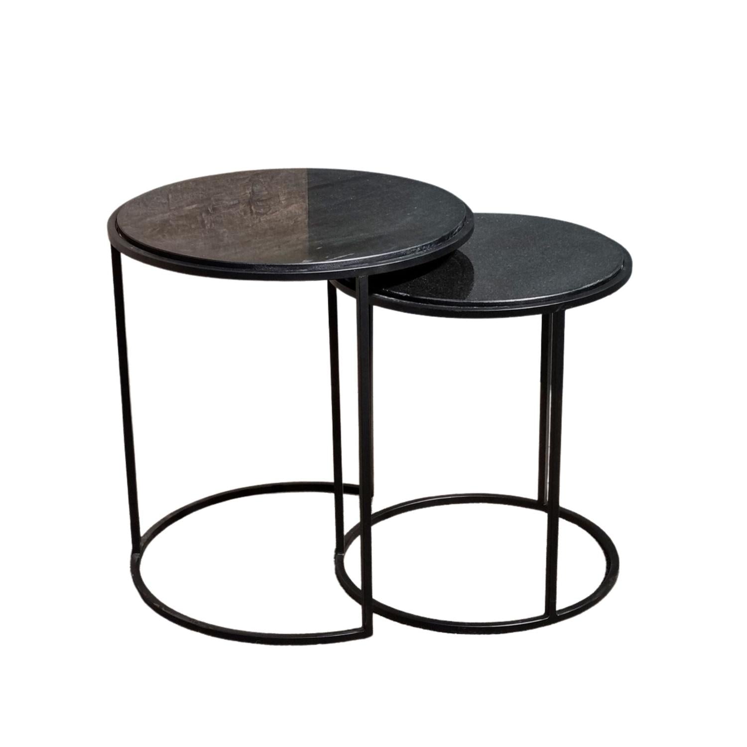 Beistelltische Sienna aus Marmor, 2er-Set - Schwarz-Beistelltisch-Benoa-le canapé