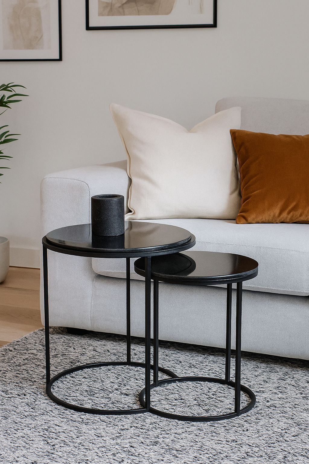 Beistelltische Sienna aus Marmor, 2er-Set - Schwarz-Beistelltische-Benoa-le canapé