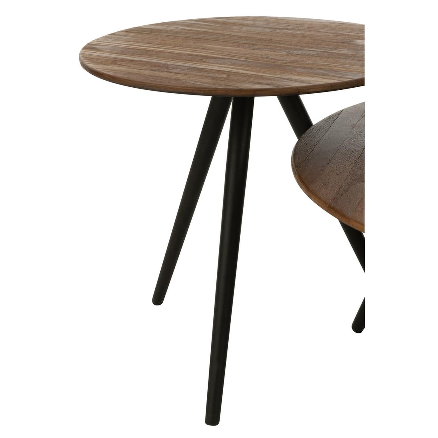 Beistelltische Siro Rund, 4er-Set aus recyceltem Teakholz - Braun-Beistelltische-J-Line-le canapé