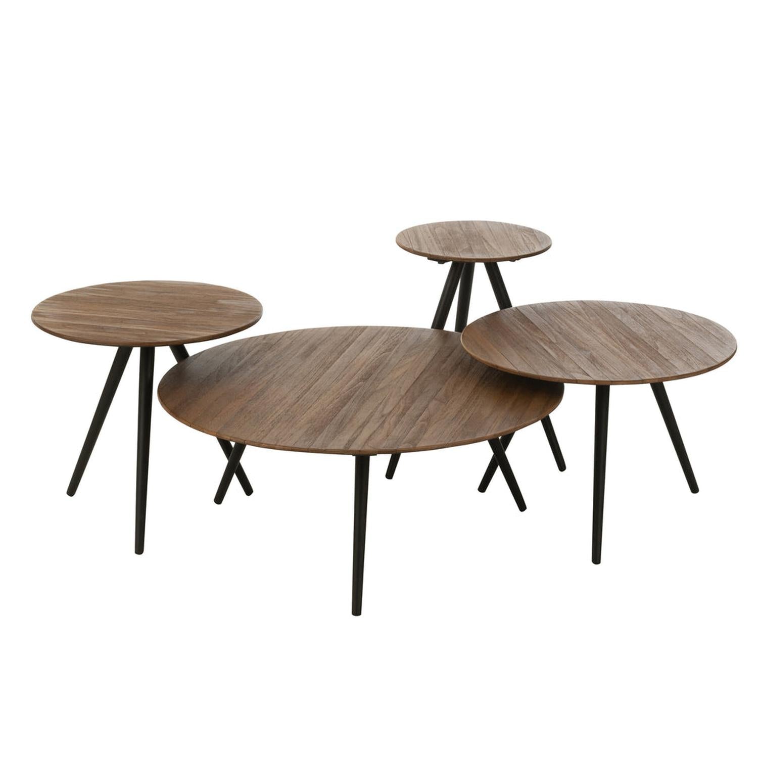 Beistelltische Siro Rund, 4er-Set aus recyceltem Teakholz - Braun-Beistelltische-J-Line-le canapé