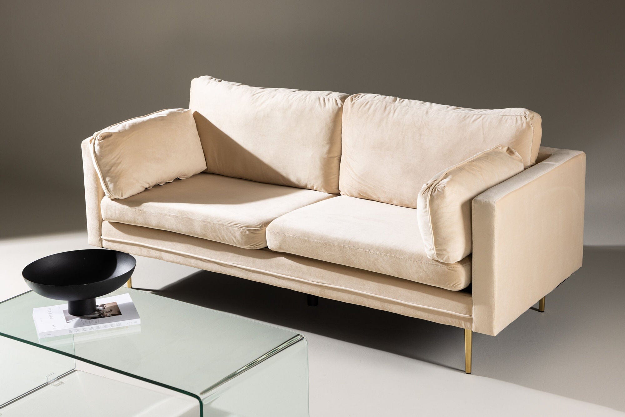 Boom 3 - Sitzer Sofa aus Samt - CremeEinzelsofas