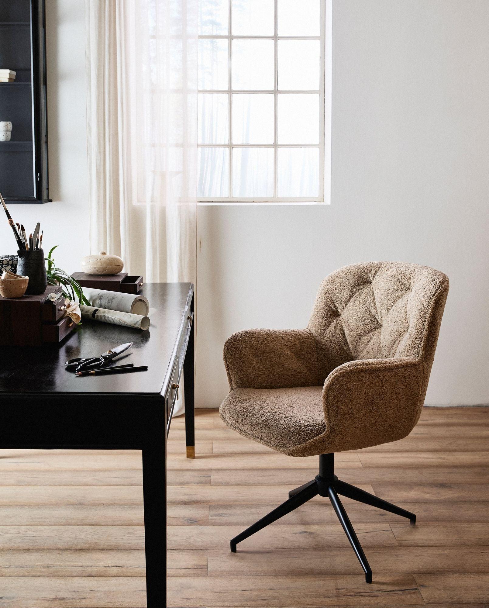 Bürostuhl LEA aus Bouclé - Beige-Bürostuhl-Nordal A/S-le canapé