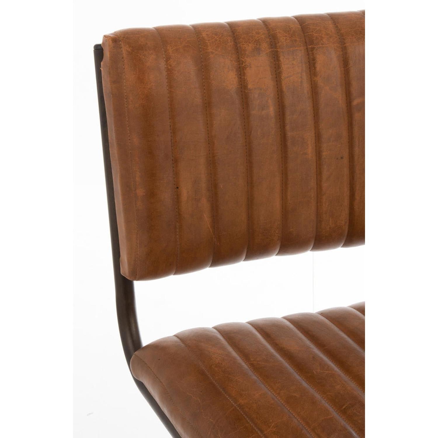 Moderner Leder Stuhl aus Metall - Cognacbraun-Esszimmerstuhl-le canapé