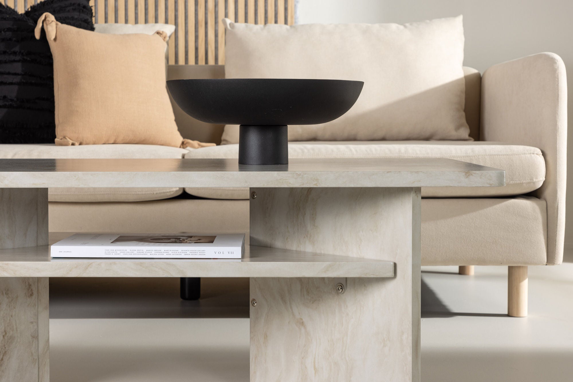 Couchtisch Alesund 120*60cm in Marmoroptik - Beige-Couchtisch-Venture Home-le canapé