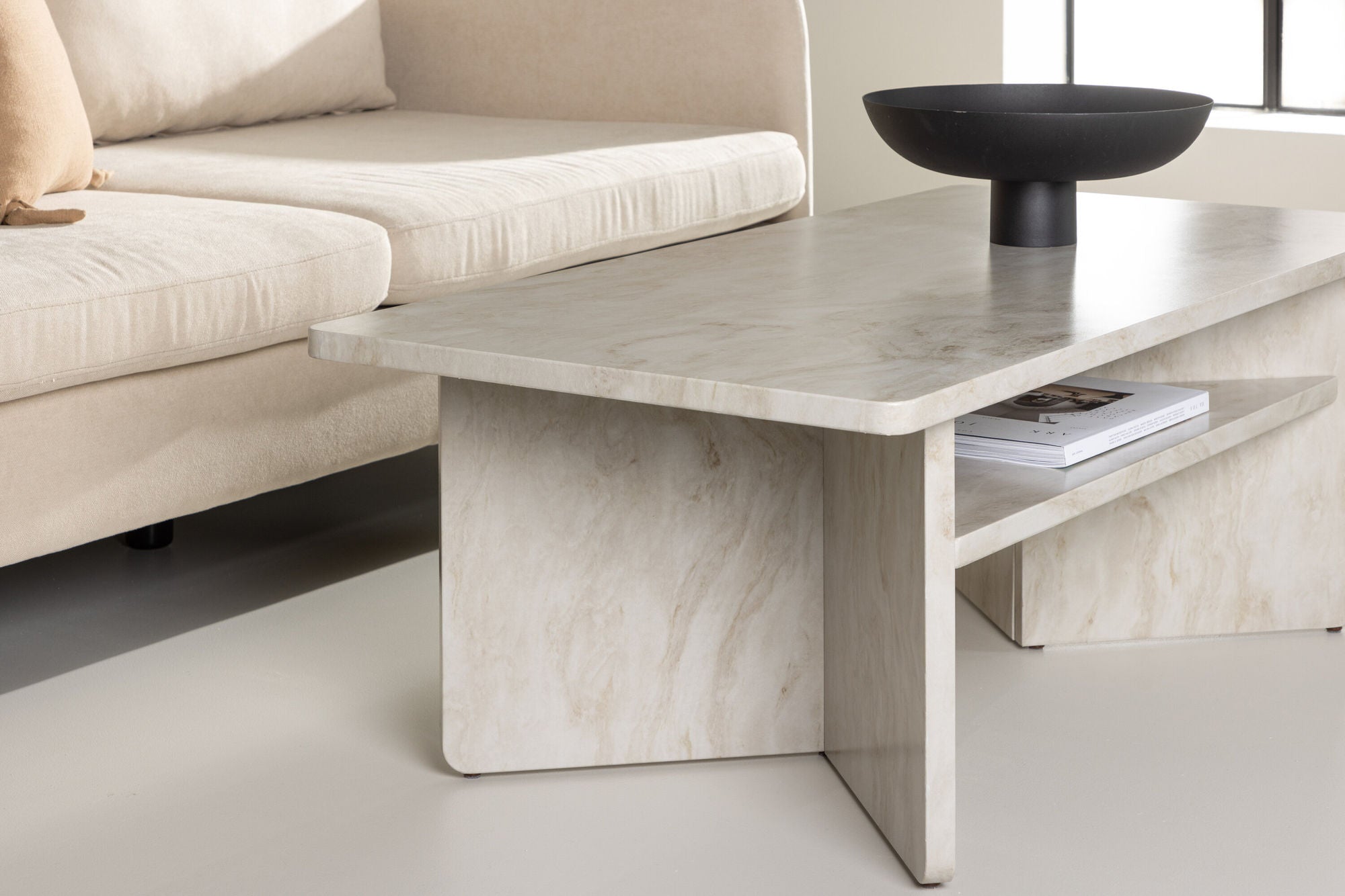 Couchtisch Alesund 120*60cm in Marmoroptik - Beige-Couchtisch-Venture Home-le canapé