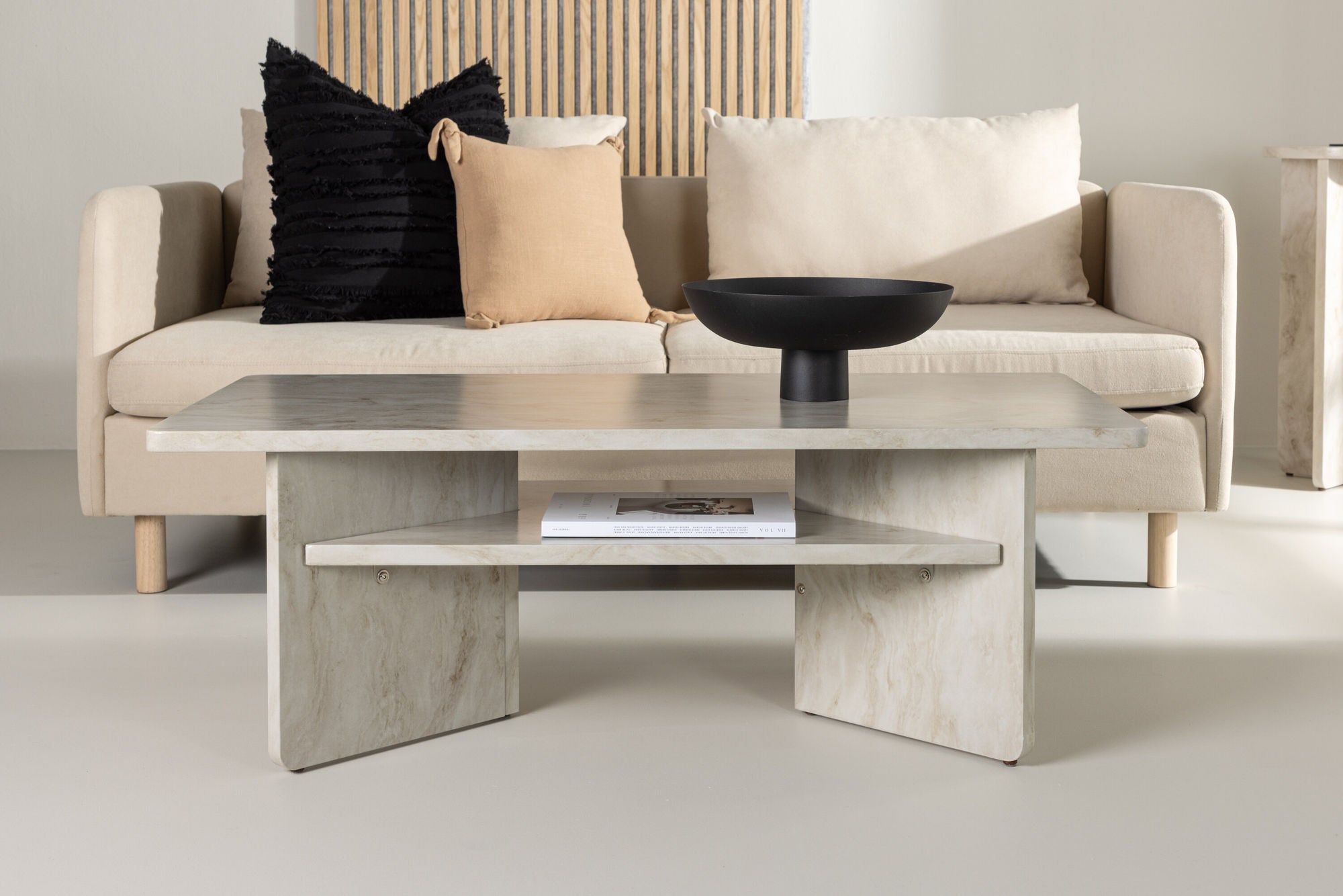 Couchtisch Alesund 120*60cm in Marmoroptik - Beige-Couchtisch-Venture Home-le canapé