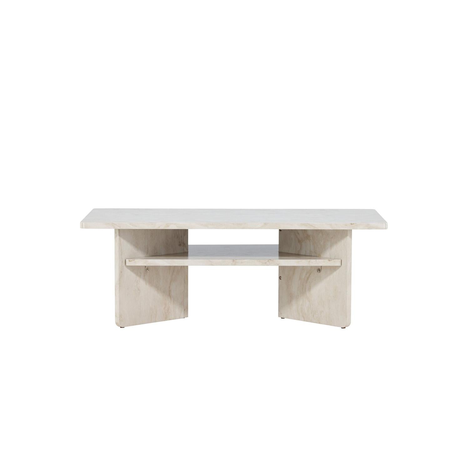 Couchtisch Alesund 120*60cm in Marmoroptik - Beige-Couchtische-Venture Home-le canapé