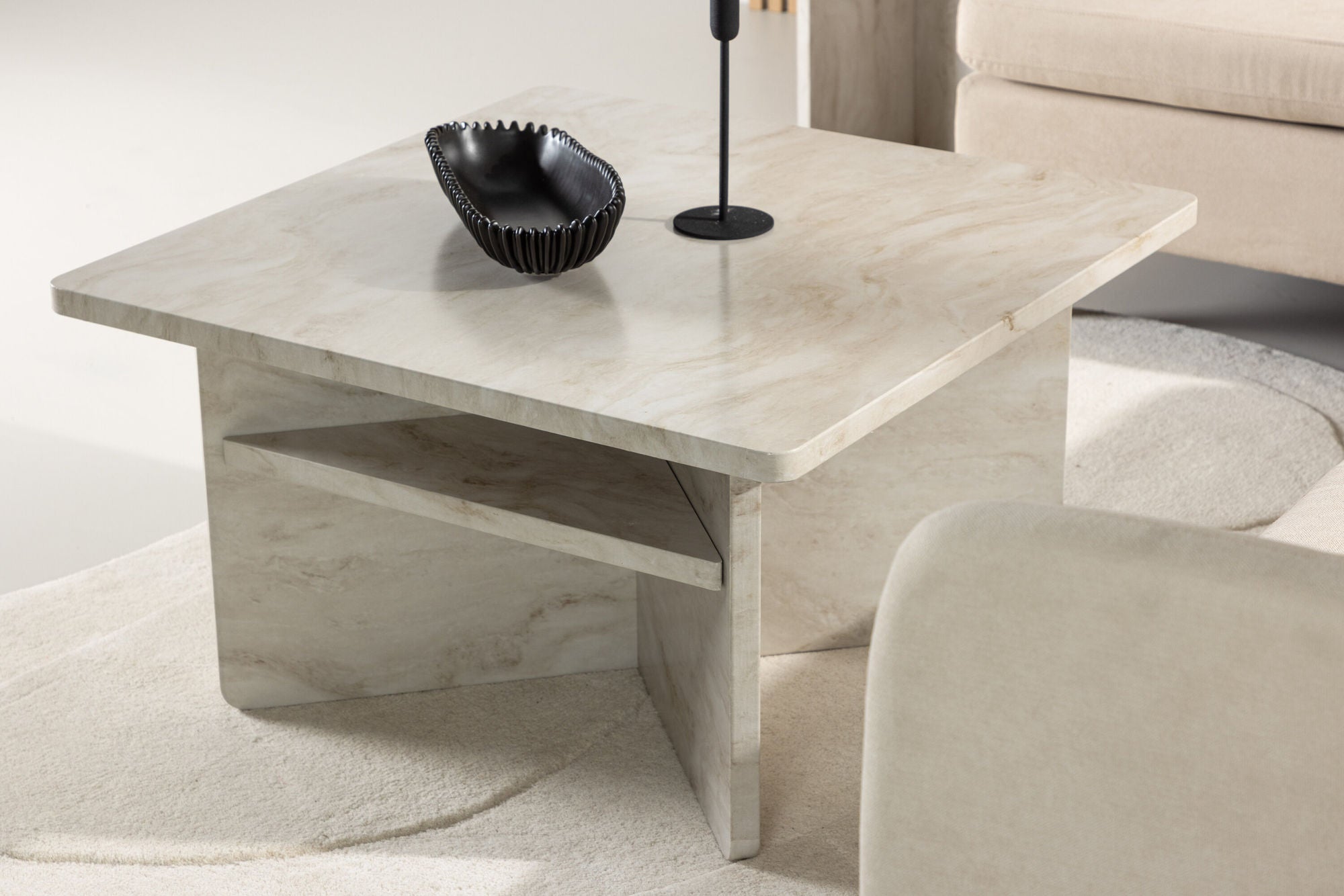 Couchtisch Alesund 75cm in Marmoroptik - Beige-Couchtisch-Venture Home-le canapé