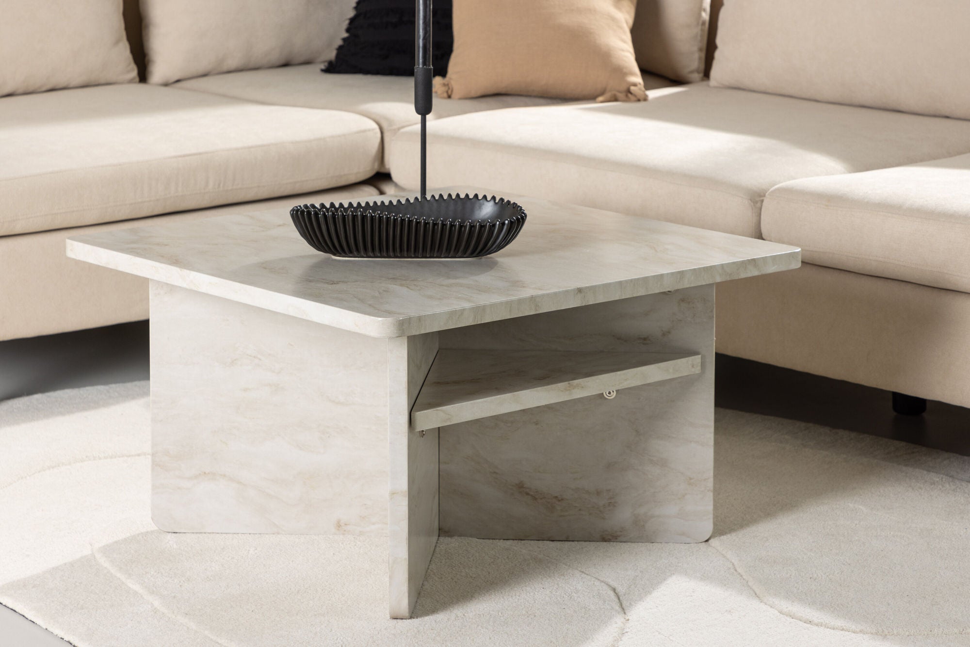 Couchtisch Alesund 75cm in Marmoroptik - Beige-Couchtisch-Venture Home-le canapé