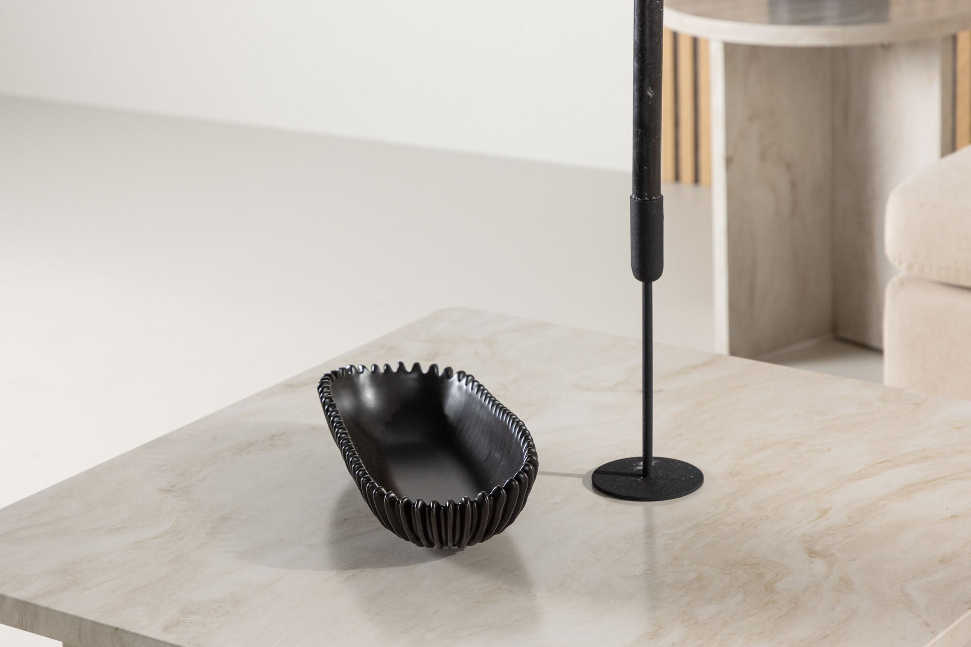 Couchtisch Alesund 75cm in Marmoroptik - Beige-Couchtisch-Venture Home-le canapé