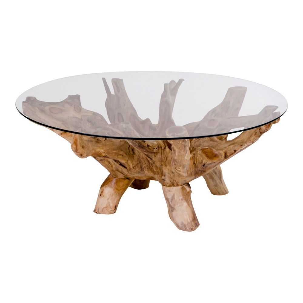 Couchtisch Amazonas Ø110cm - Teak/GlasCouchtisch