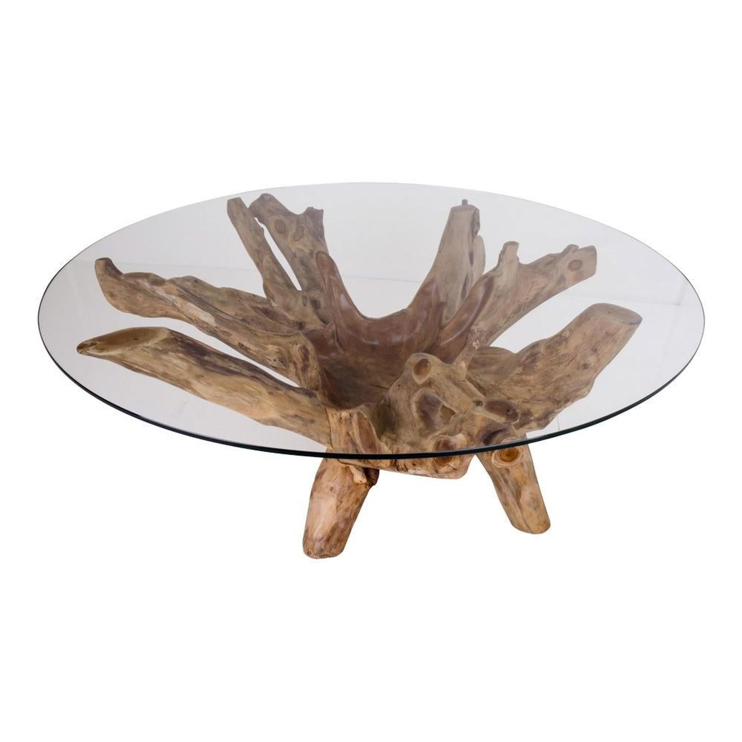 Couchtisch Amazonas Ø110cm - Teak/Glas-Couchtisch-House Nordic-le canapé