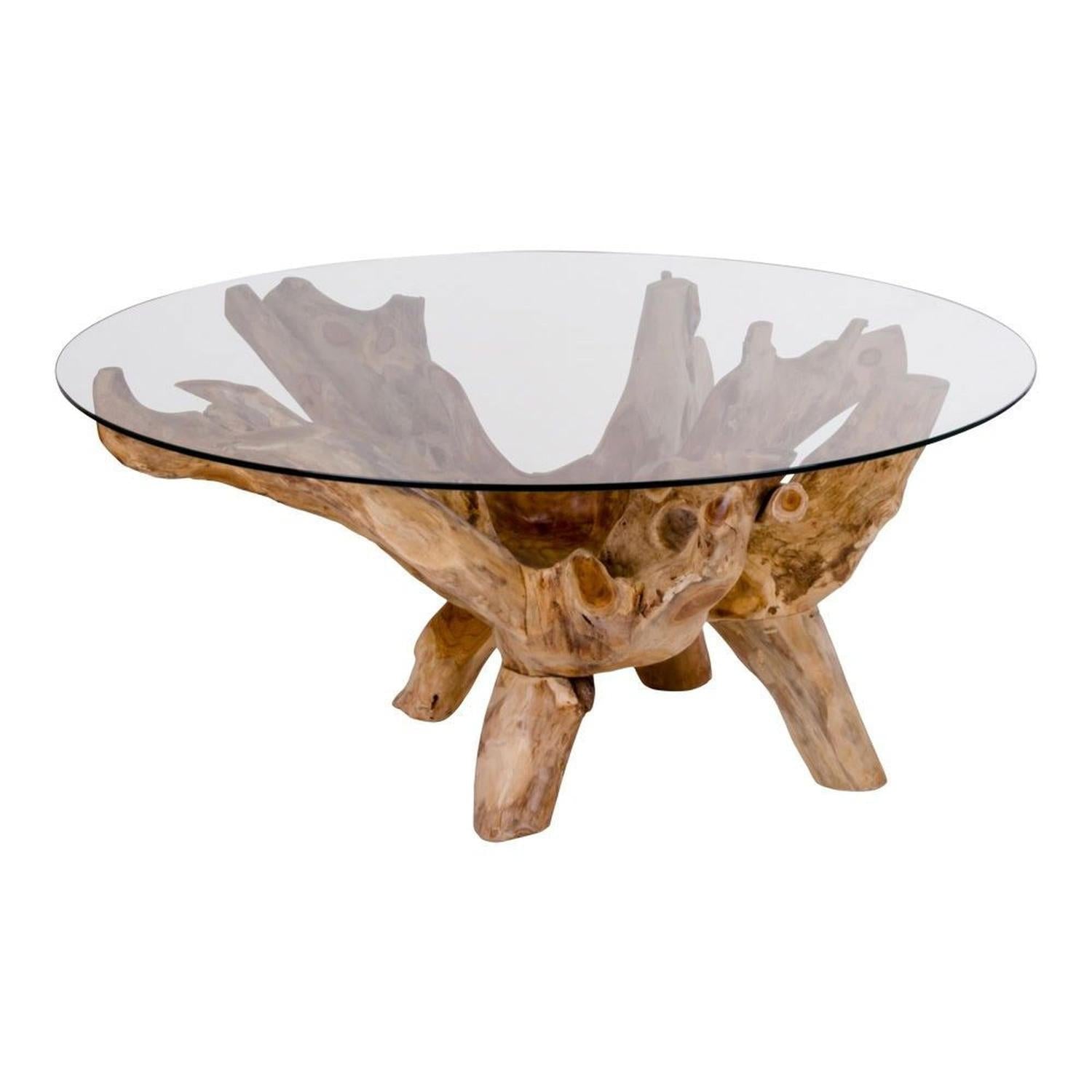 Couchtisch Amazonas Ø110cm - Teak/Glas