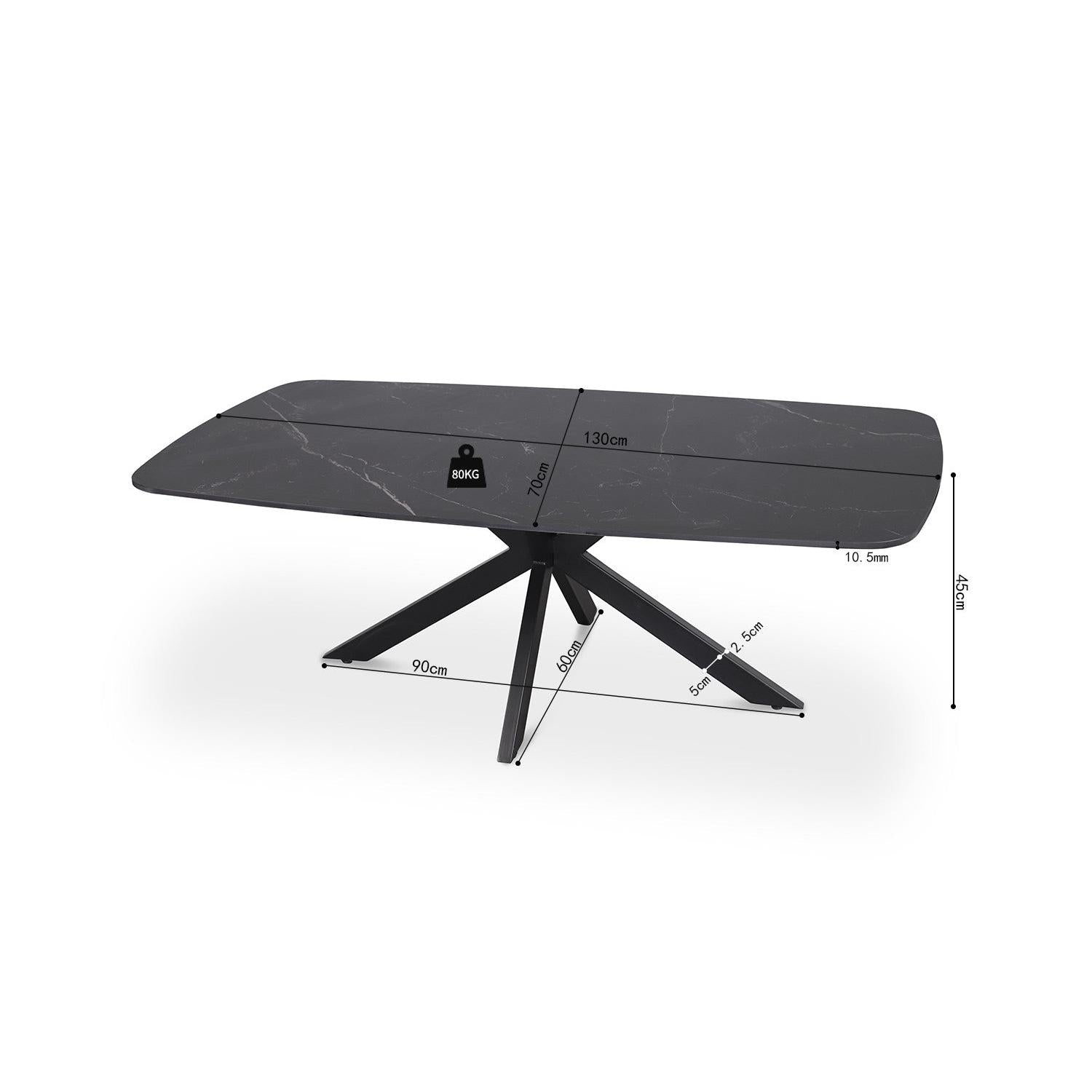 Couchtisch Apollo 130cm Oval mit Steinplatte - Schwarz-Couchtische-Rousseau-le canapé