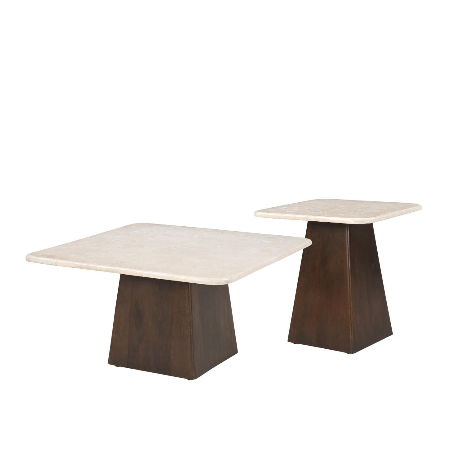 Couchtisch Bottecino aus Mangoholz 75cm - Beige/Braun-Couchtische-Livingfurn-le canapé