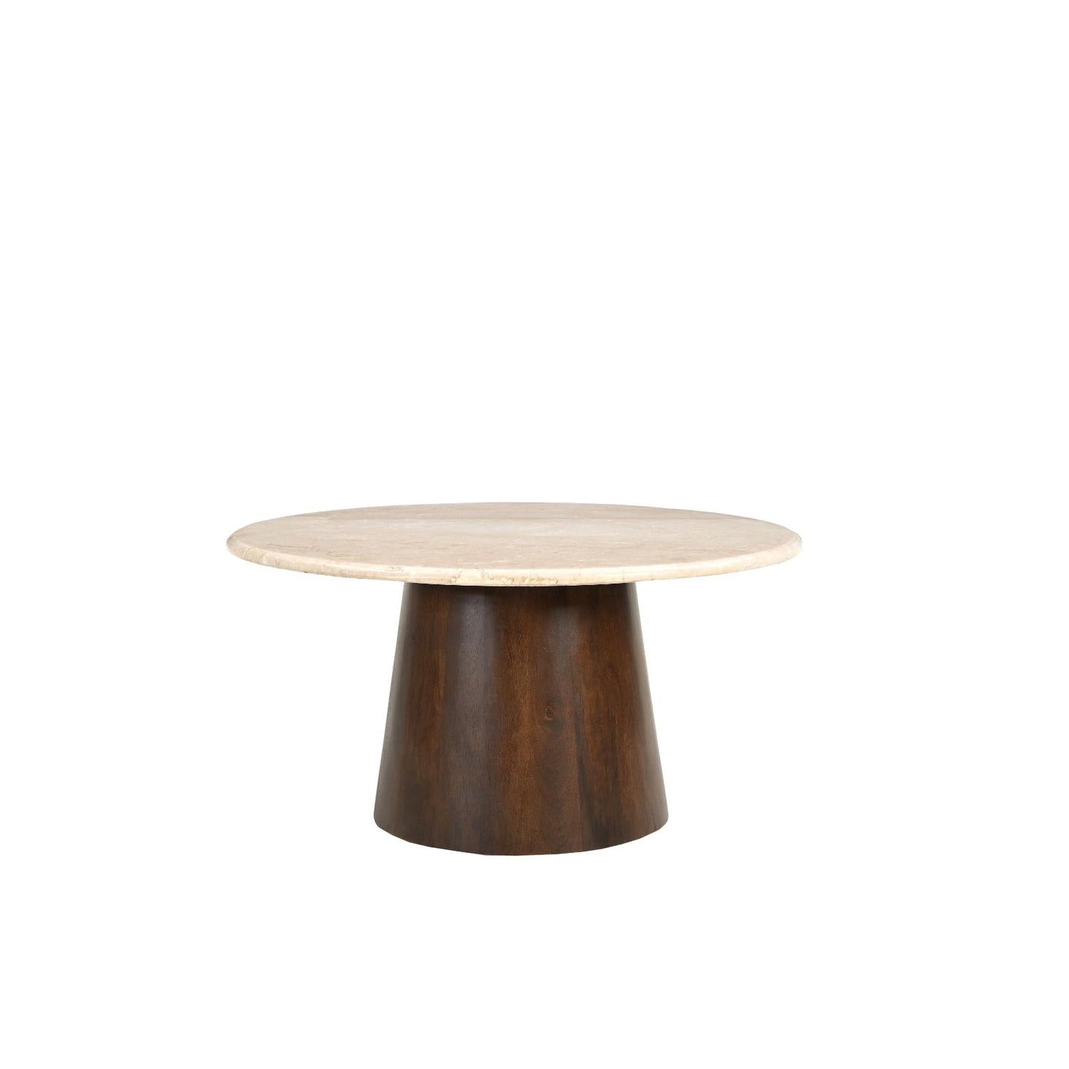 Couchtisch Bottecino aus Mangoholz Ø75cm - Beige/Braun-Couchtische-Livingfurn-le canapé