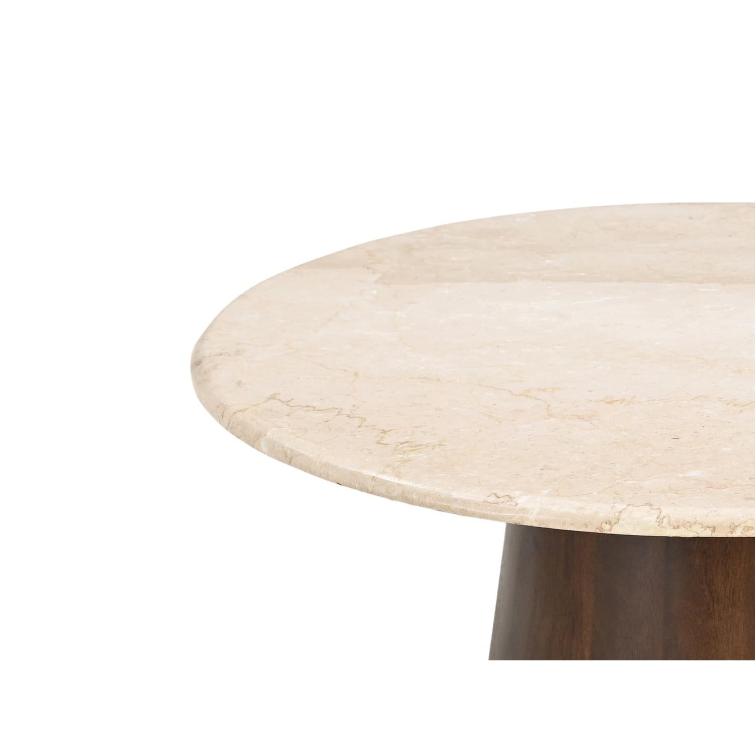 Couchtisch Bottecino aus Mangoholz Ø75cm - Beige/Braun-Couchtische-Livingfurn-le canapé