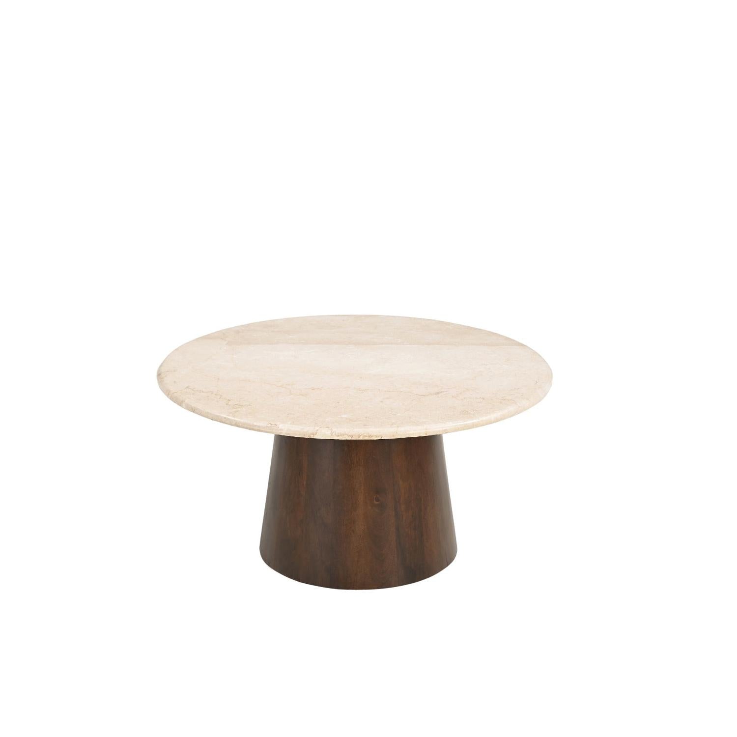 Couchtisch Bottecino aus Mangoholz Ø75cm - Beige/Braun-Couchtische-Livingfurn-le canapé