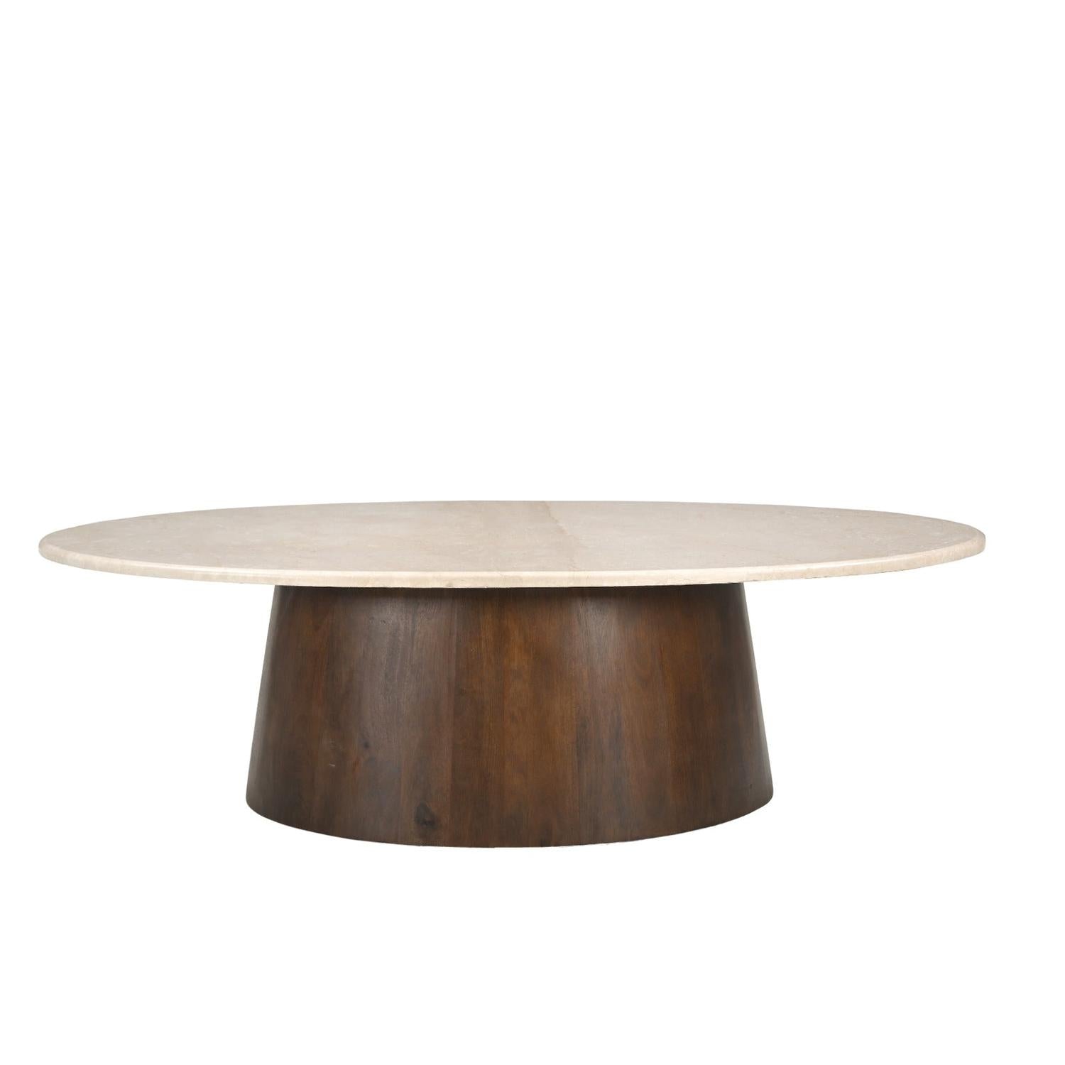 Couchtisch Botticino Oval aus Mangoholz 120*65cm - Beige/Braun-Couchtisch-Livingfurn-le canapé