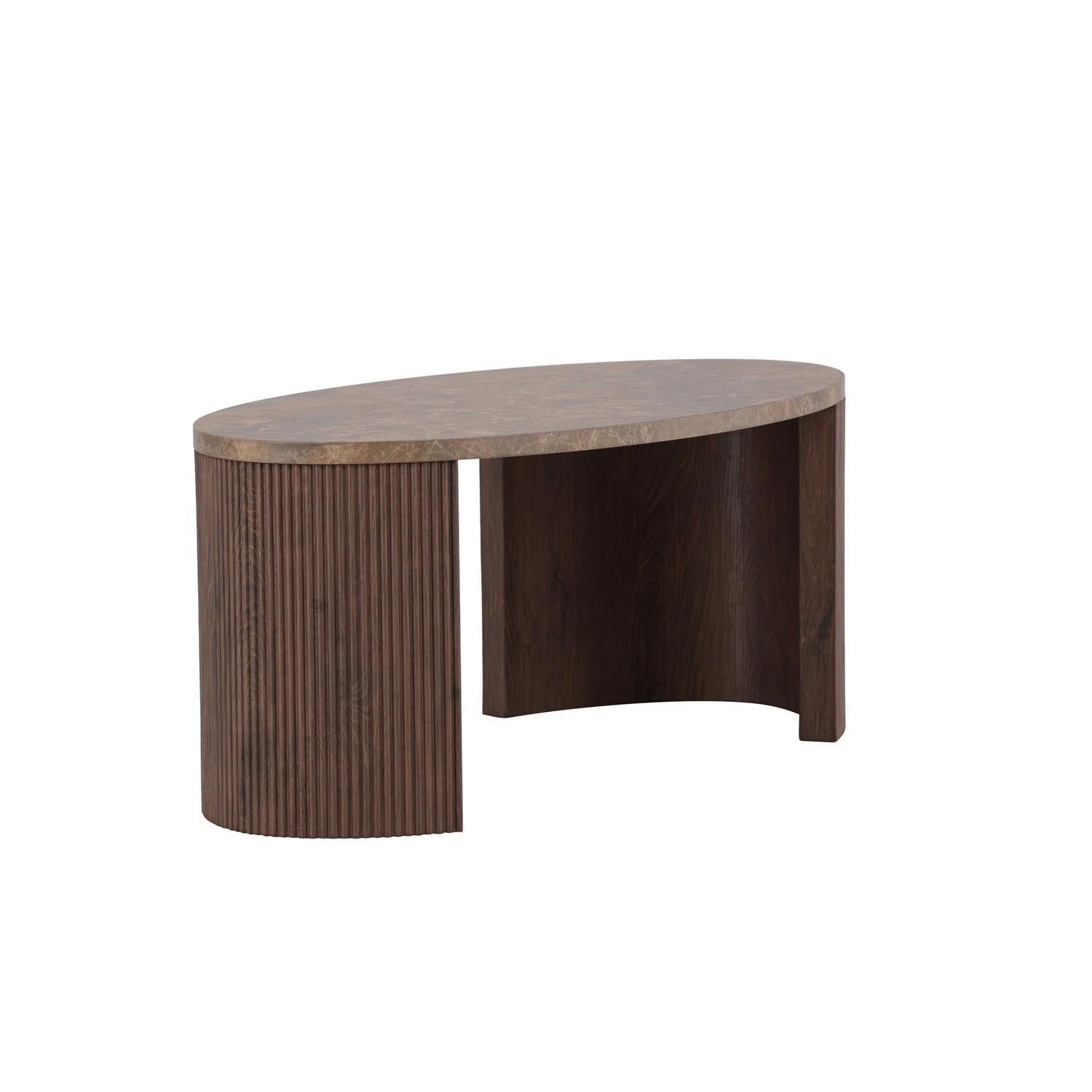 Couchtisch Bristol Oval 120*60cm - Dunkelbraun & Steinoptik-Couchtische-Venture Home-le canapé