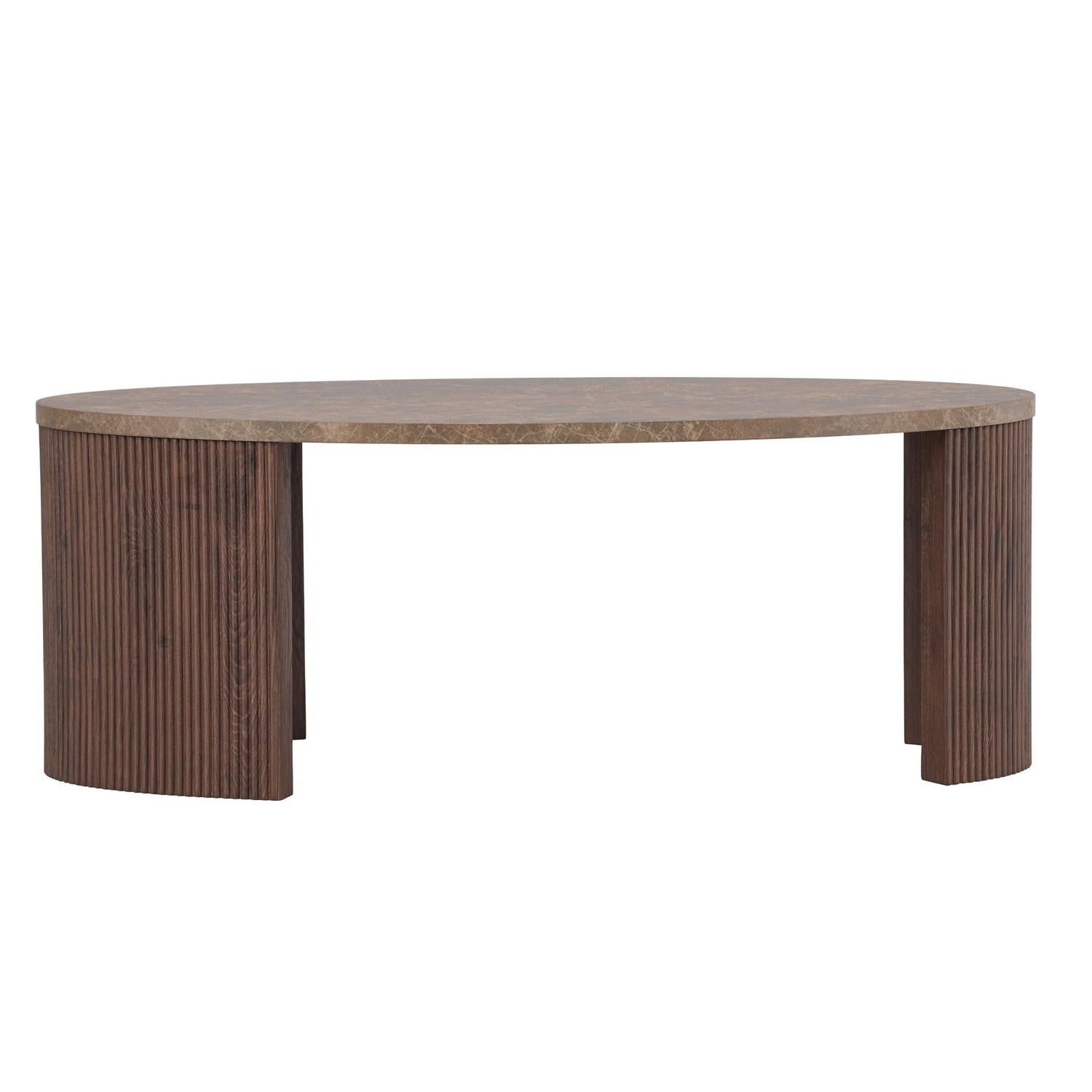 Couchtisch Bristol Oval 120*60cm in Steinoptik - Dunkelbraun-Couchtische-Venture Home-le canapé