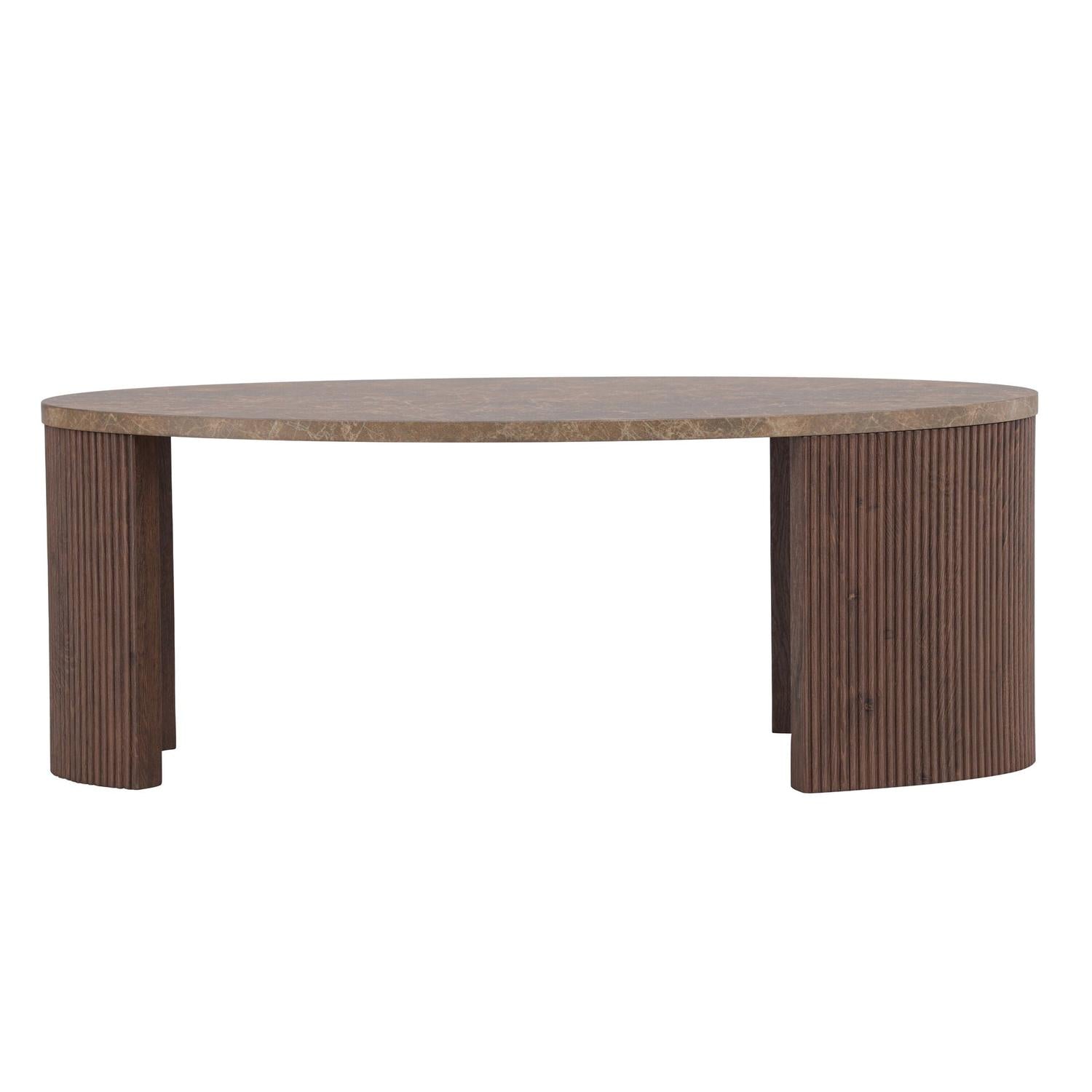 Couchtisch Bristol Oval 120*60cm in Steinoptik - Dunkelbraun-Couchtische-Venture Home-le canapé