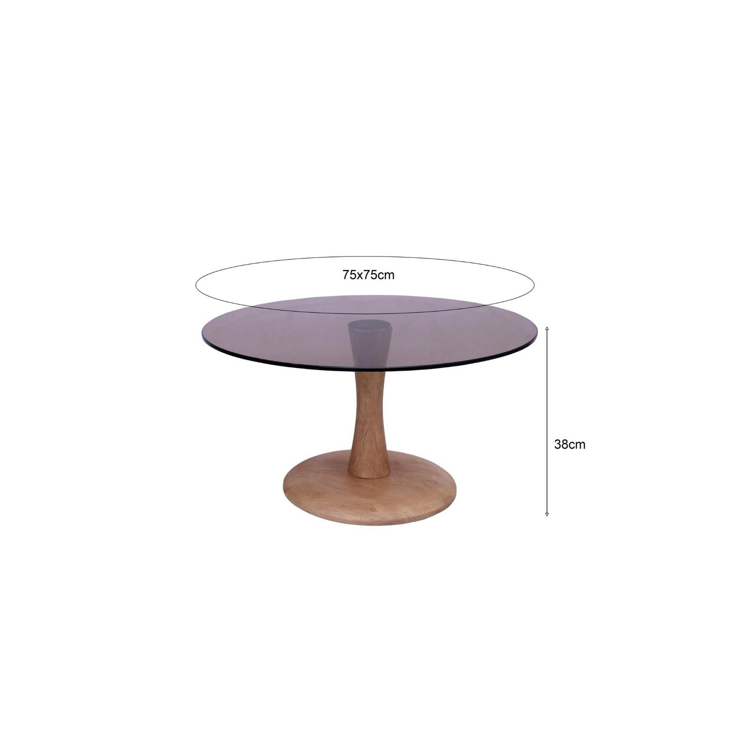 Couchtisch Brix aus Mangoholz mit Glasplatte Ø75cm - Braun-Couchtische-Livingfurn-le canapé