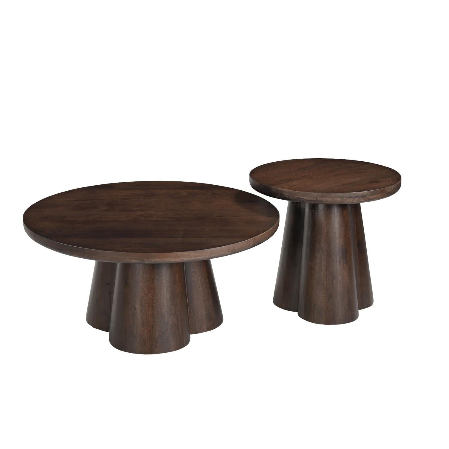 Couchtisch Clubs aus Mangoholz Ø80cm - Braun-Couchtische-Livingfurn-le canapé